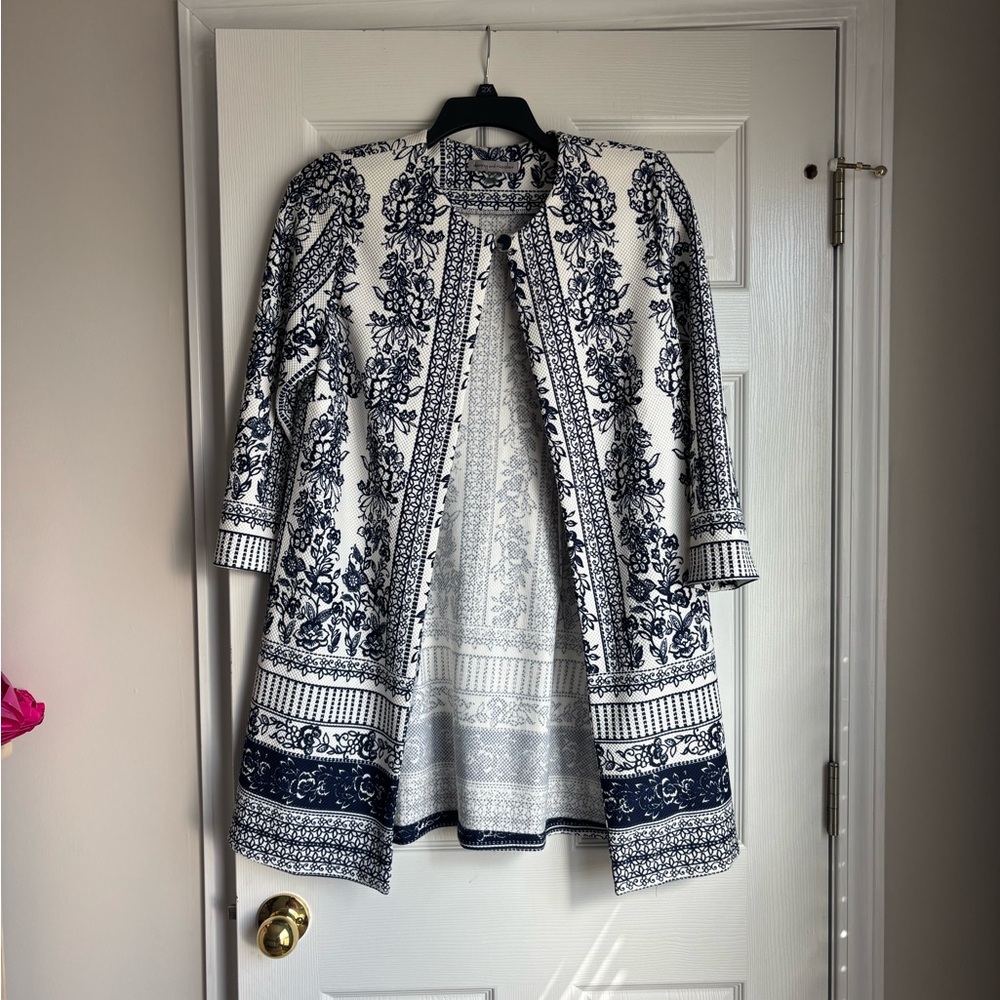 Danny & Nicole Navy and White Floral Coat